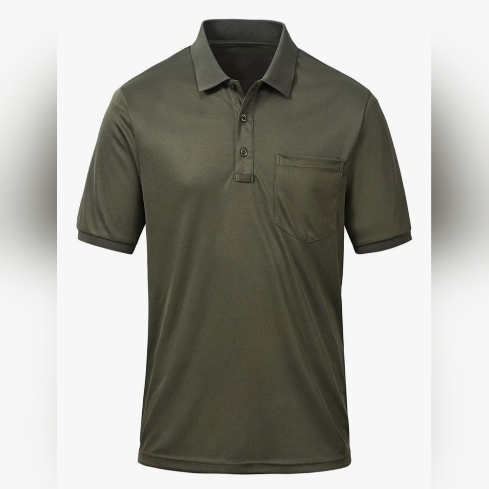 Men's Short Sleeve Quick Dry Athletic Performance Shirt Golf Polo Shirt Medium